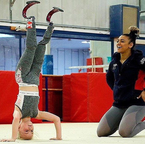 Is also a talented gymnast and goes to the gym three times a week